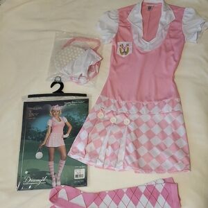Dreamgirl Pink and White Caddy Shack Cutie Womens Costume Set, Size S